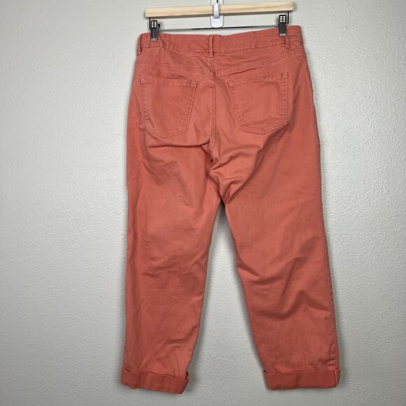 LOGO by Lori Goldstein Sz 10 Coral Pink Boyfriend Jean with Cuff or Frayed Hem - Picture 8 of 11